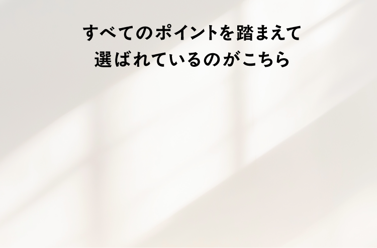 すべてのポイントを踏まえて選ばれているのがこちら